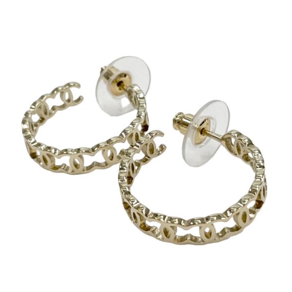 8849 0 Chanel Coco Mark Hoop Earrings Gold