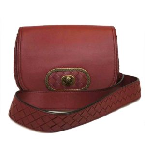 89425 1 Bottega Veneta Intrecciato Shoulder Bag Red