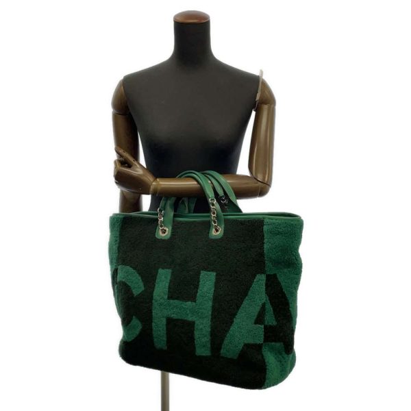 8976994 05 Chanel Deauville Line Logo Mouton Bag Green