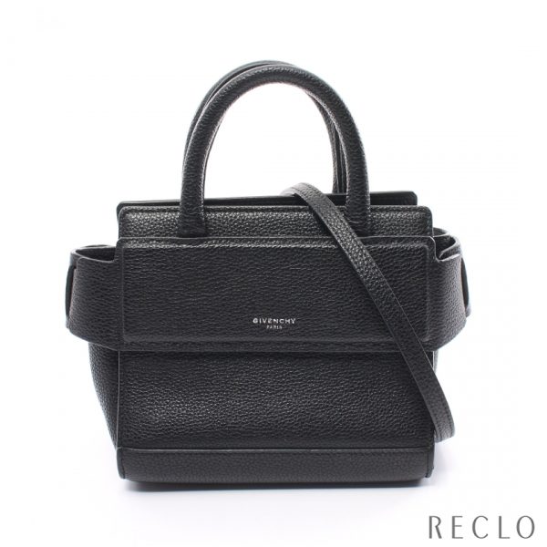 899286 Givenchy Horizon Mini Handbag Leather 2way Black