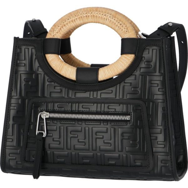 8bh353a3v8f0gxn 1 Fendi Runaway Shopper FF Logo Black