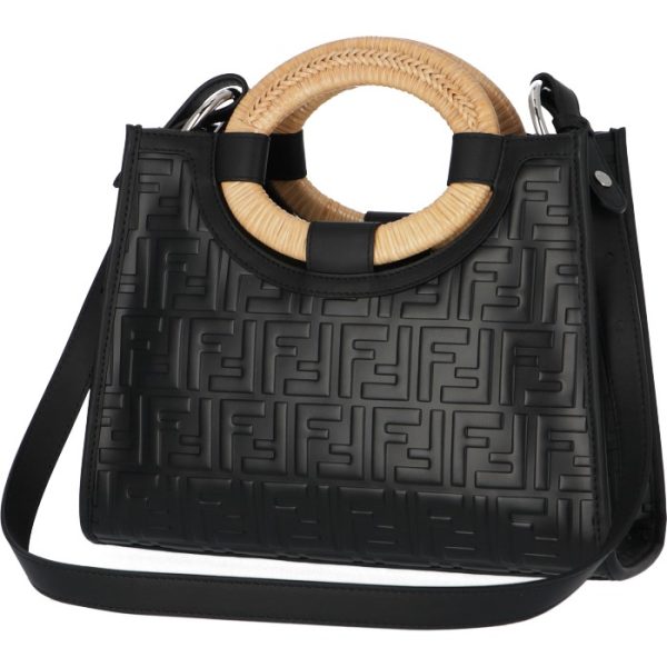 8bh353a3v8f0gxn 2 Fendi Runaway Shopper FF Logo Black