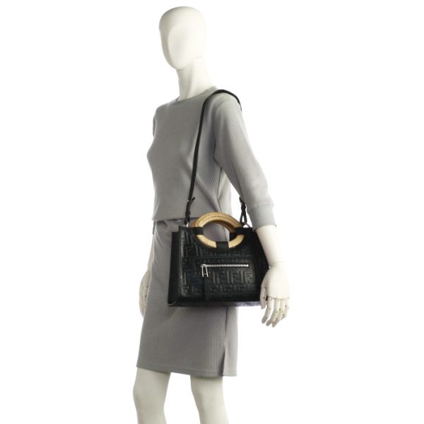 8bh353a3v8f0gxn 7 Fendi Runaway Shopper FF Logo Black