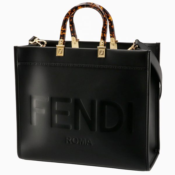 8bh386abvlf0kur 1 Fendi Sunshine Roma Tote Bag Black