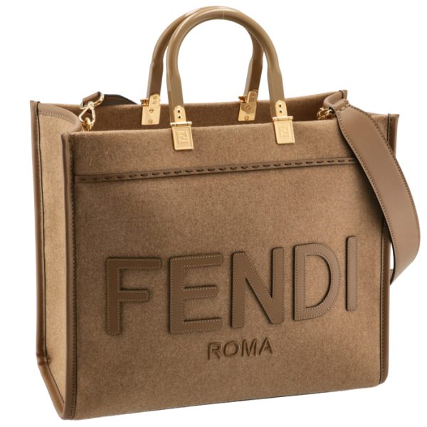 8bh386ahj9f1f1t Fendi Sunshine Flannel Roma Tote Bag Camel