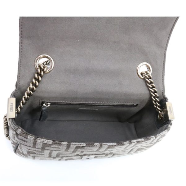 8br793alg7 07 Fendi Zucca Pattern Chain Leather Shoulder Bag Gray