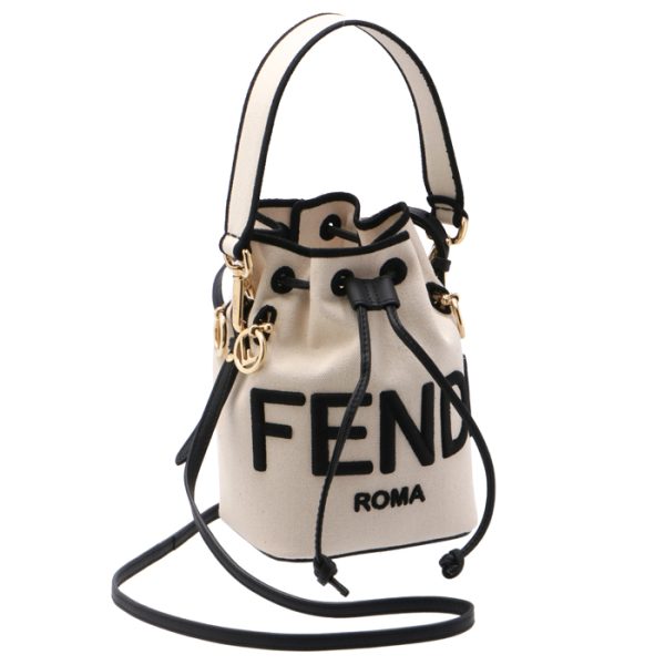 8bs010ad6tf1bzx Fendi Montresor Canvas Bucket Bag Ivory