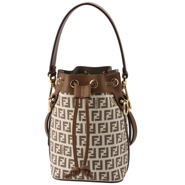 8bs010arbnf1nxb 1 Fendi Montresor Small FF Logo Fabric Crossbody Bag Brown