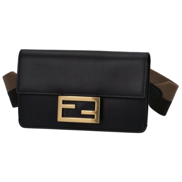 8bs039aaiwf15zw 1 Fendi Flat Baguette Shoulder Bag Black