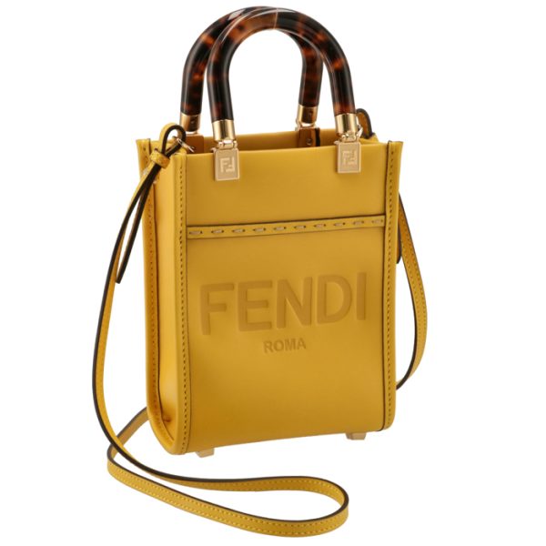 8bs051abvlf192e Fendi Sunshine Shopper Mini Shoulder Bag Yellow