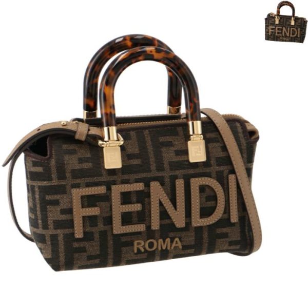 8bs067anx0 Fendi By The Way Boston Bag Zucca Pattern Mini Brown