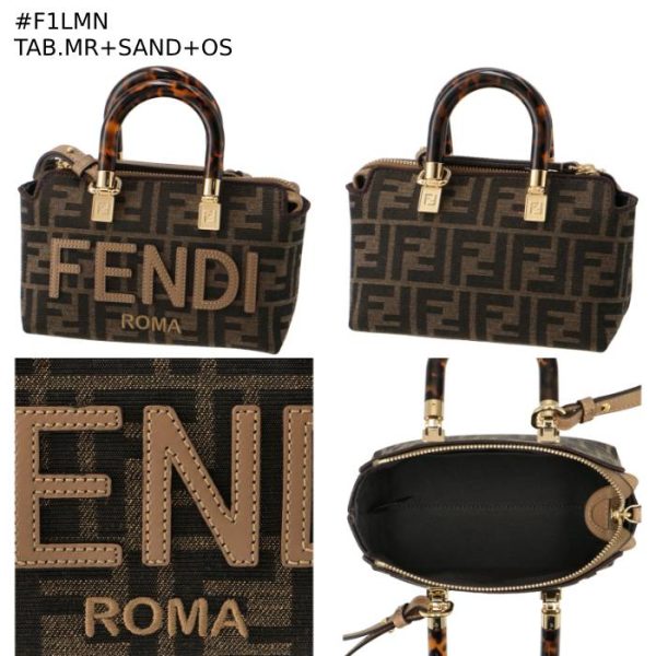 8bs067anx0 9 Fendi By The Way Boston Bag Zucca Pattern Mini Brown