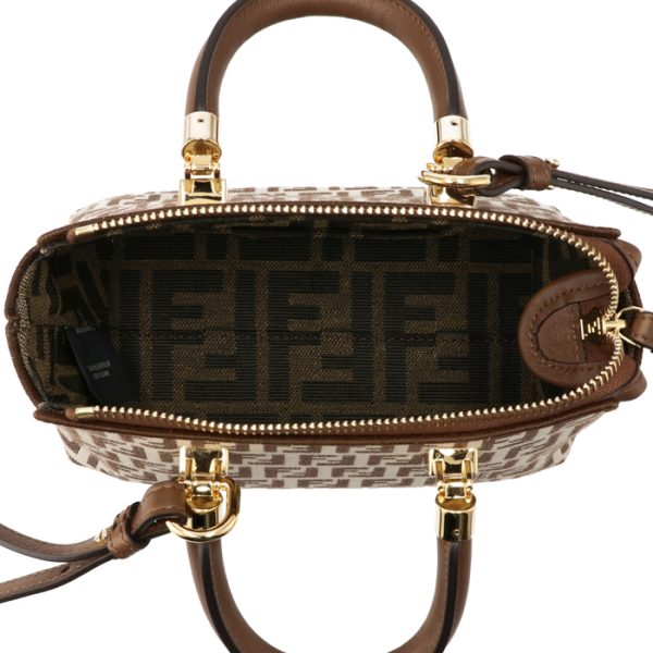 8bs067arbnf1nxb 5 Fendi By The Way FF Logo Fabric Boston Bag Brown