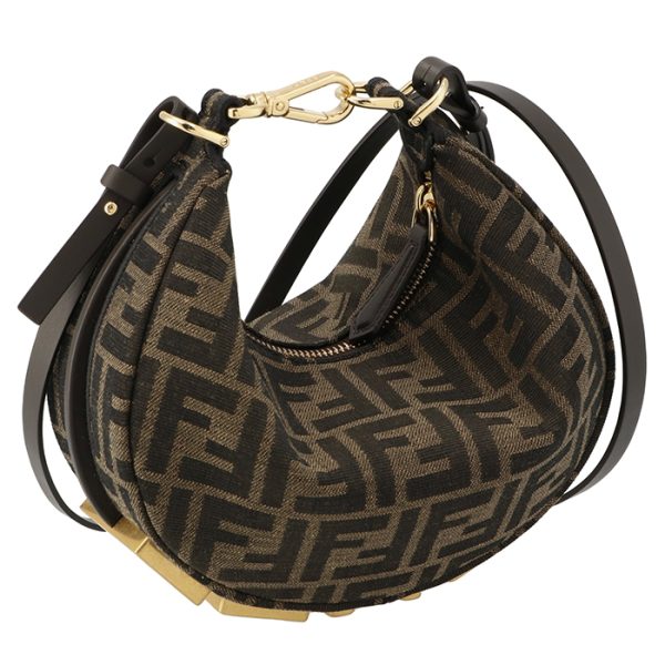 8bs081alp3f1mat Fendi Graffiti Mini Hobo FF Jacquard Handbag Black