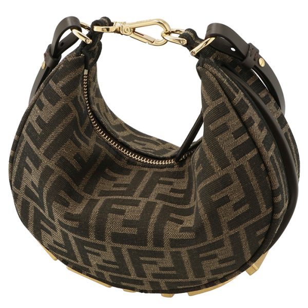 8bs081alp3f1mat 1 Fendi Graffiti Mini Hobo FF Jacquard Handbag Black