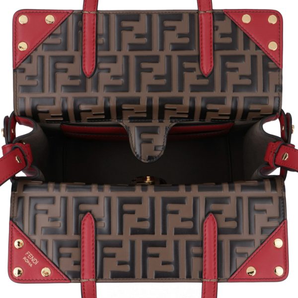 8bt302a72af13qi 5 Fendi Flip FF Logo Zucca Pattern Shoulder Bag Red