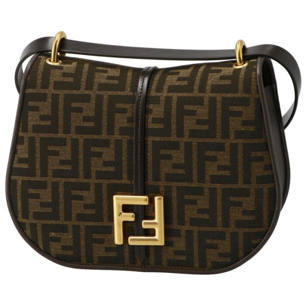 8bt366aq08 1 Fendi Camon FF Jacquard Crossbody Bag Medium Brown