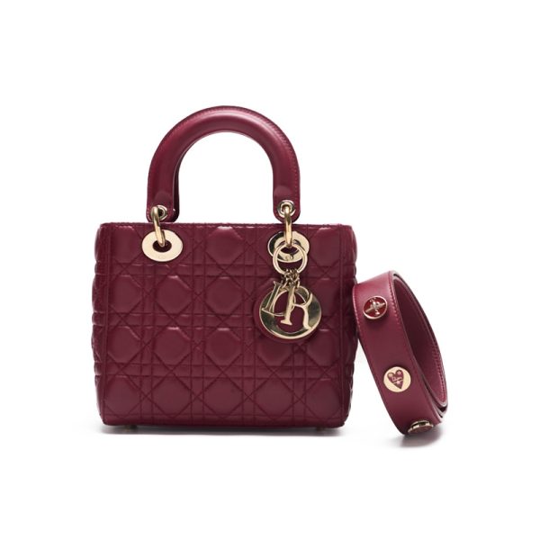 8g58kdw1pmvba 1 Dior Lady Dior Cannage Lambskin Handbag Bordeaux