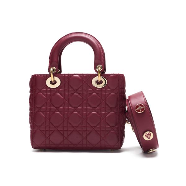 8g58kdw1pmvba 2 Dior Lady Dior Cannage Lambskin Handbag Bordeaux