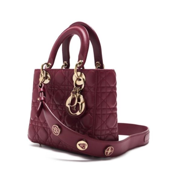 8g58kdw1pmvba 3 Dior Lady Dior Cannage Lambskin Handbag Bordeaux