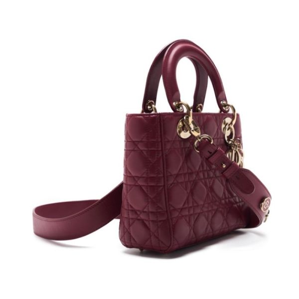 8g58kdw1pmvba 4 Dior Lady Dior Cannage Lambskin Handbag Bordeaux