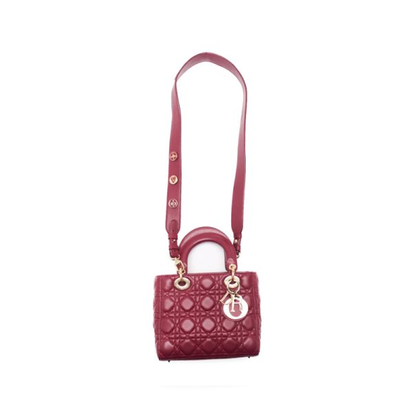 8g58kdw1pmvba 6 Dior Lady Dior Cannage Lambskin Handbag Bordeaux