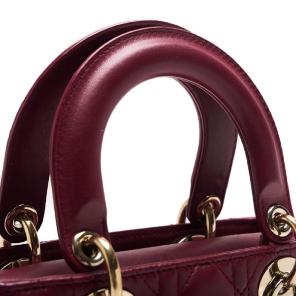 8g58kdw1pmvba 7 Dior Lady Dior Cannage Lambskin Handbag Bordeaux