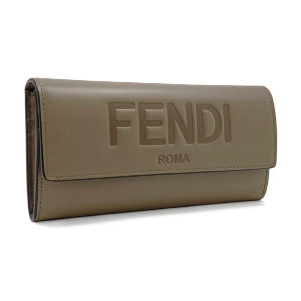 8m0251 aayz f1f1m 01 Fendi Calf Leather Long Wallet Continental Wallet Gray Beige Brown Gold