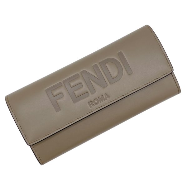 8m0251 aayz f1f1m 06 Fendi Calf Leather Long Wallet Continental Wallet Gray Beige Brown Gold