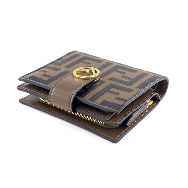 8m0386 aafm f13vk 03 Fendi Leather Wallet Bifold Compact F is Fendi Maya Brown Black