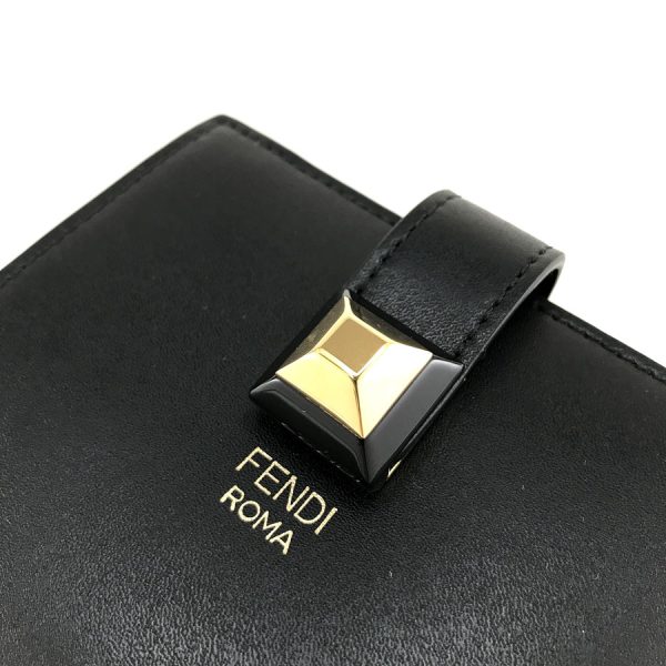 8m0386 swd f0e6e 06 Fendi Leather Wallet Bifold Mini Black Taupe Bicolor