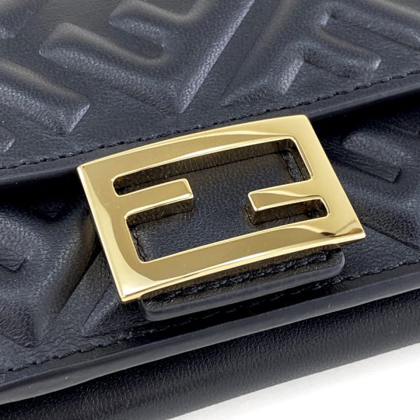 8m0395 aajd f0kur 06 Fendi Nappa Leather Wallet Trifold Compact Mini Black