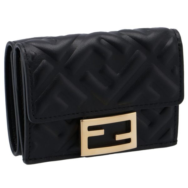 8m0395aajdf0kur Fendi Baguette Trifold Mini Wallet Black