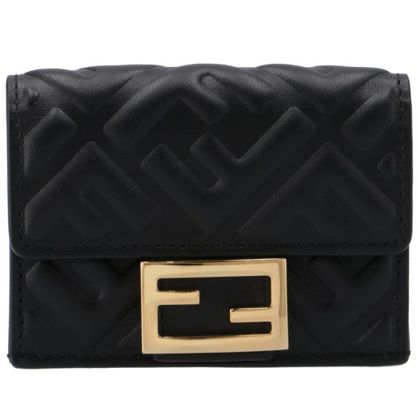 8m0395aajdf0kur 1 Fendi Baguette Trifold Mini Wallet Black