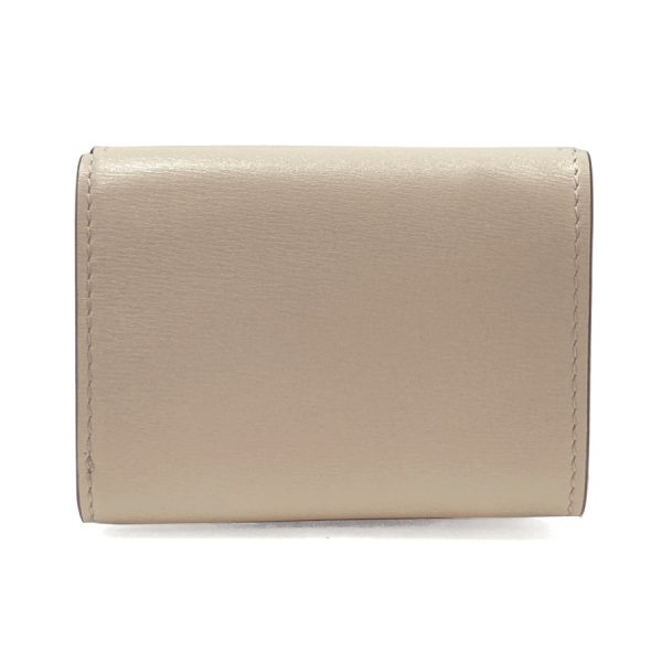 8m0395hm0f0vwm 02 Fendi Leather Wallet Trifold Compact Mini Baguette Camelia White Light Beige Ivory