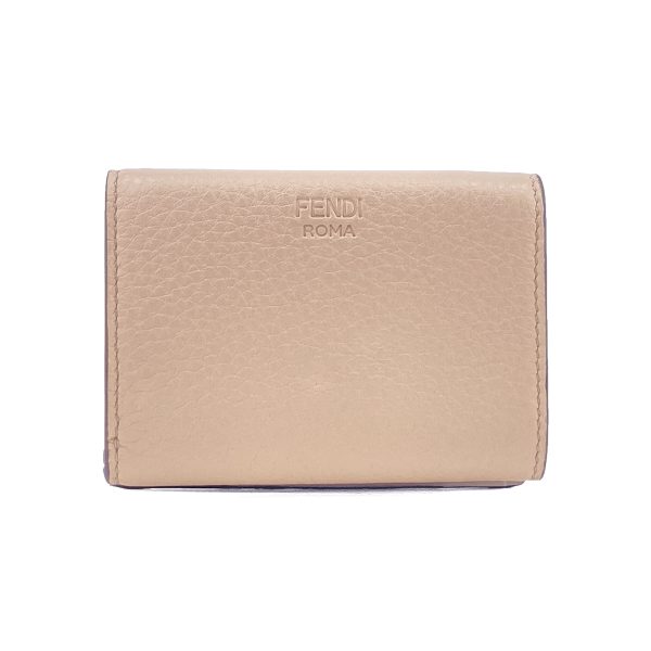 8m0426 a91b f1a1y 02 Fendi Leather Wallet Tri fold Micro Peekaboo Selleria Pink Beige