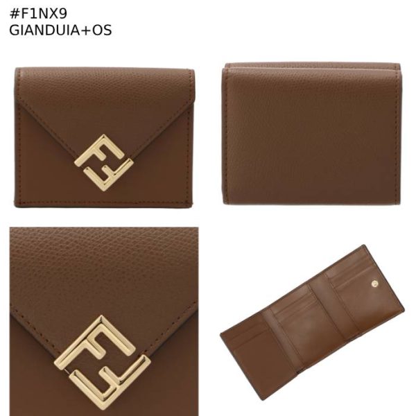 8m0480alv4 10 Fendi FF Diamond Trifold Mini Wallet Brown