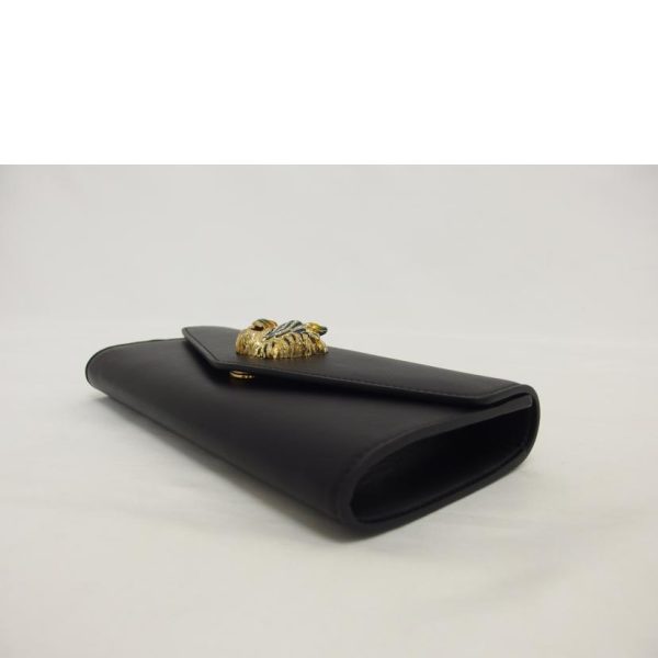 90063 3 Gucci Raja Broadway Leather Clutch Bag Black