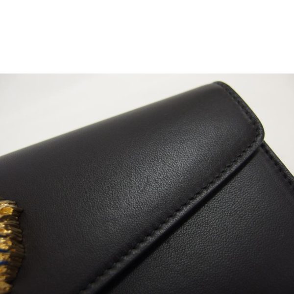 90063 7 Gucci Raja Broadway Leather Clutch Bag Black