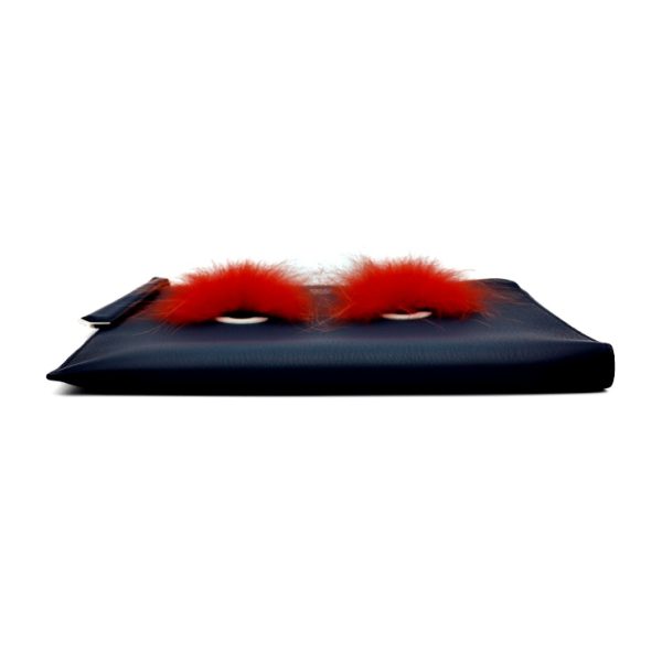 902043001056 4 Fendi Monster Bag Bugs Calf Fur Clutch Bag Navy Red