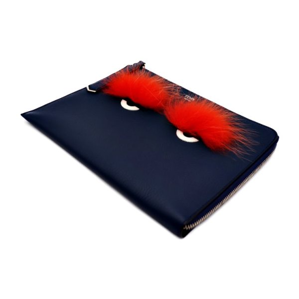 902043001056 5 Fendi Monster Bag Bugs Calf Fur Clutch Bag Navy Red