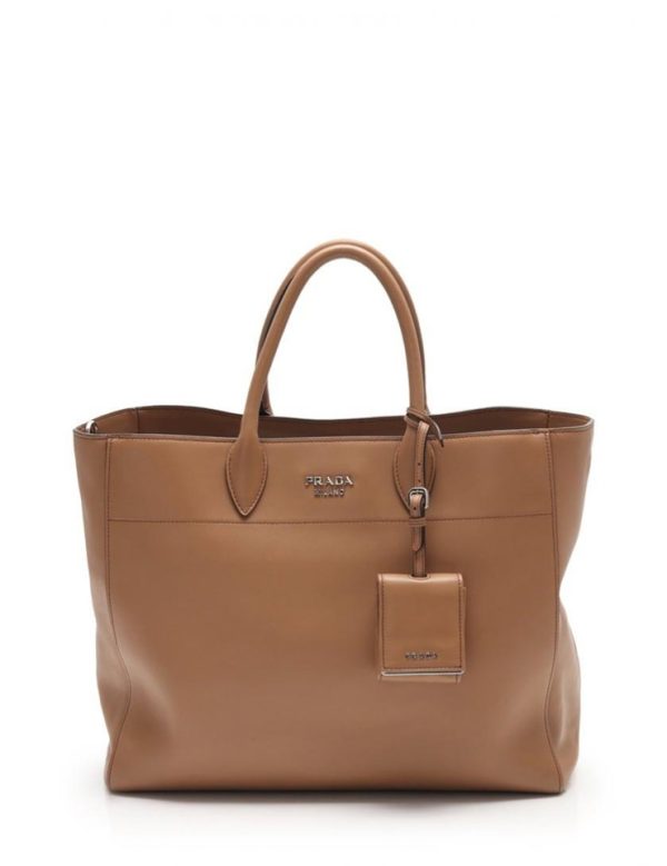 902073002020 1 Prada Leather Tote Bag Beige