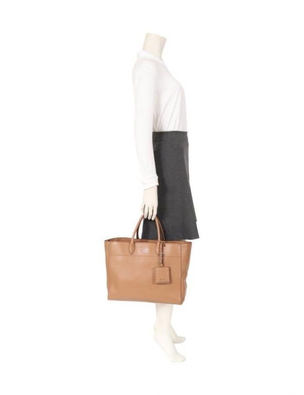 902073002020 9 Prada Leather Tote Bag Beige