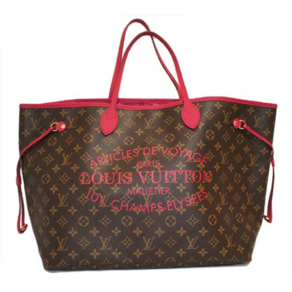 90230 1 Louis Vuitton Never Full GM Ikat Monogram Flower Bag Brown Pink