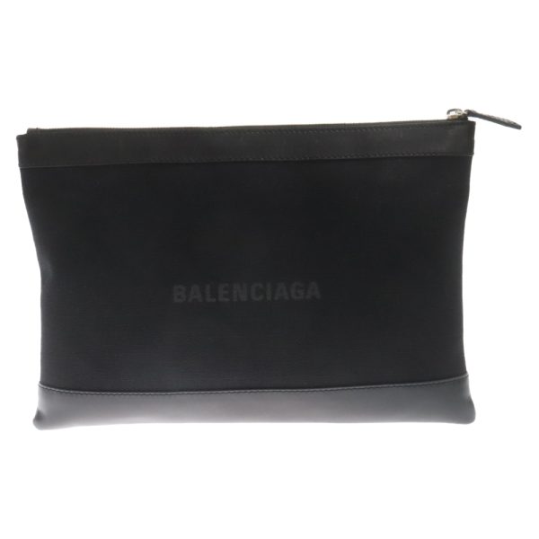 9024c100049 1 Balenciaga Navy Clip M Clutch Bag Leather Black