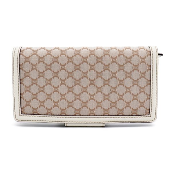 903043007074 01 3 Celine Macadam Pattern Leather Canvas Bifold Wallet Beige White