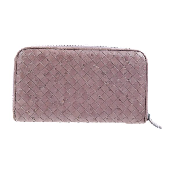 903123002009 3 Bottega Veneta Intrecciato Long Wallet Leather Ostrich Brown