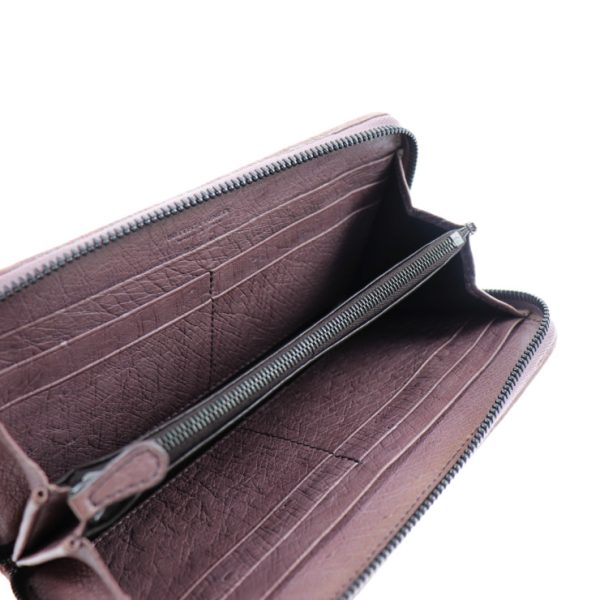 903123002009 4 Bottega Veneta Intrecciato Long Wallet Leather Ostrich Brown