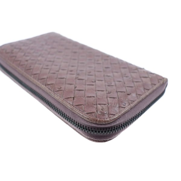 903123002009 5 Bottega Veneta Intrecciato Long Wallet Leather Ostrich Brown