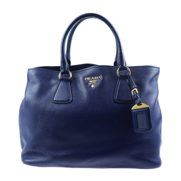 903123002037 1 Prada Leather Tote Bag Blue